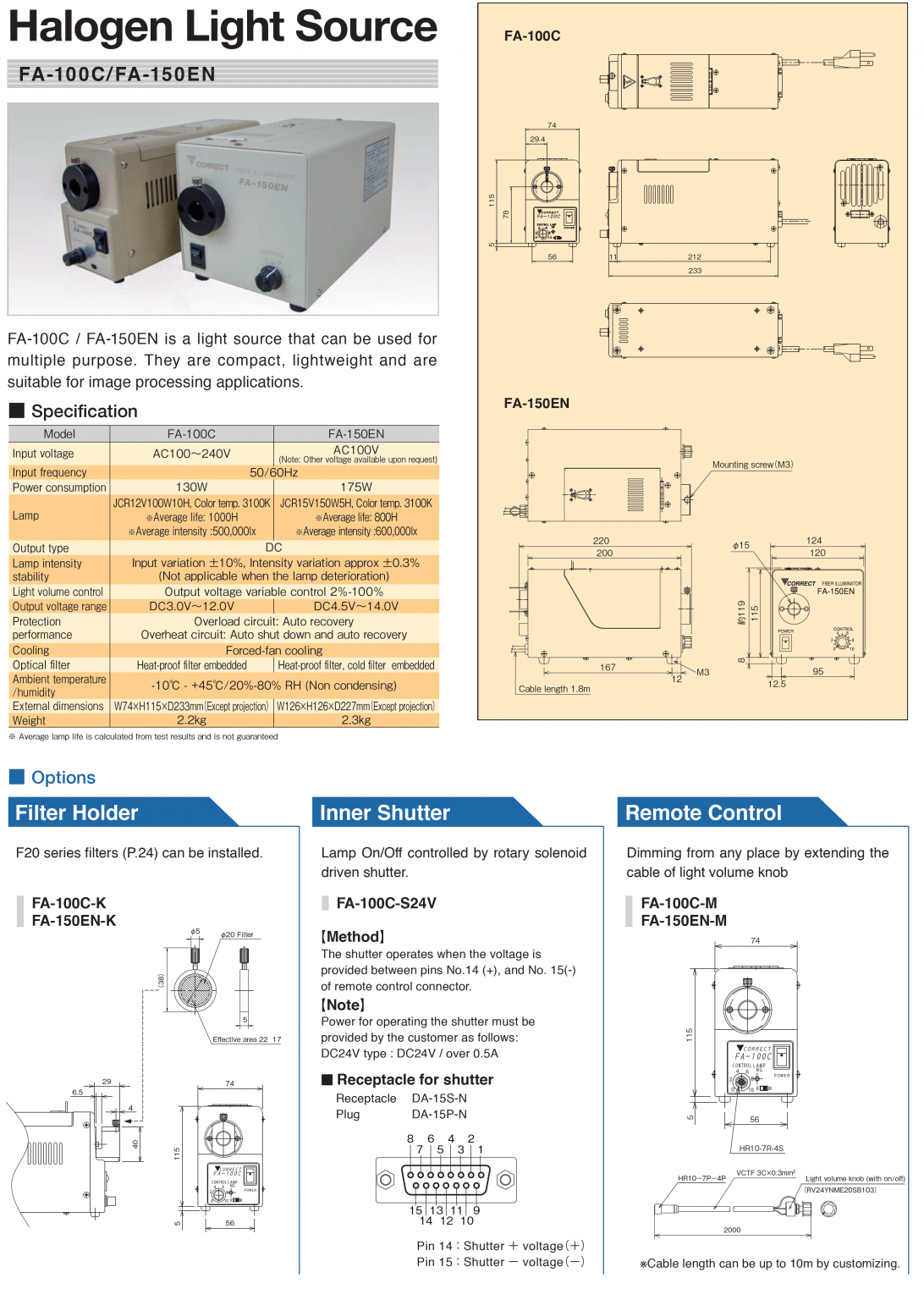 Source Light Model 1000 Halogen Light source (100W/ 150W) – SEIWA